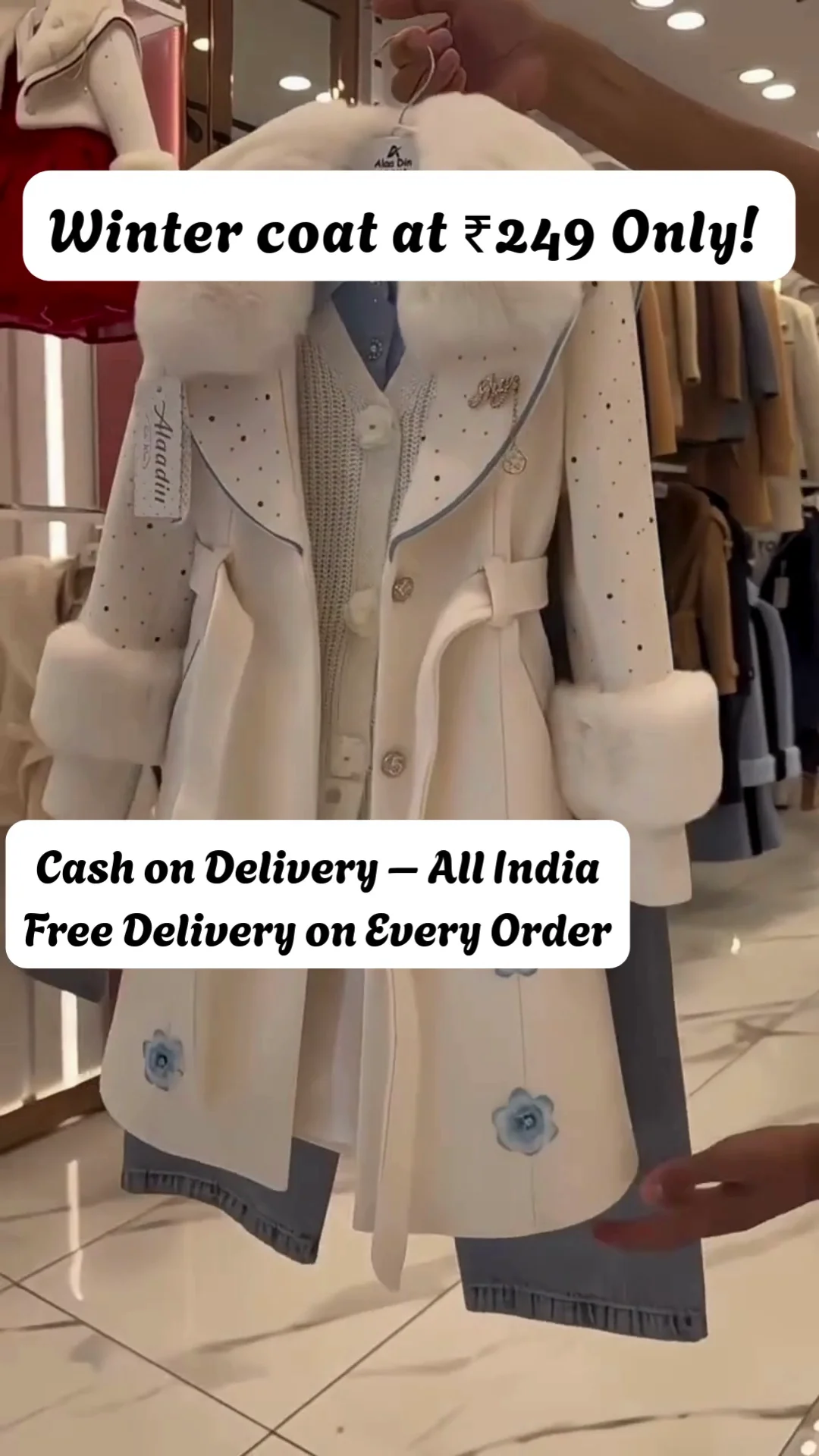 Women's Winter Coat Faux Fur Collar Warm Stylish Casual Wear